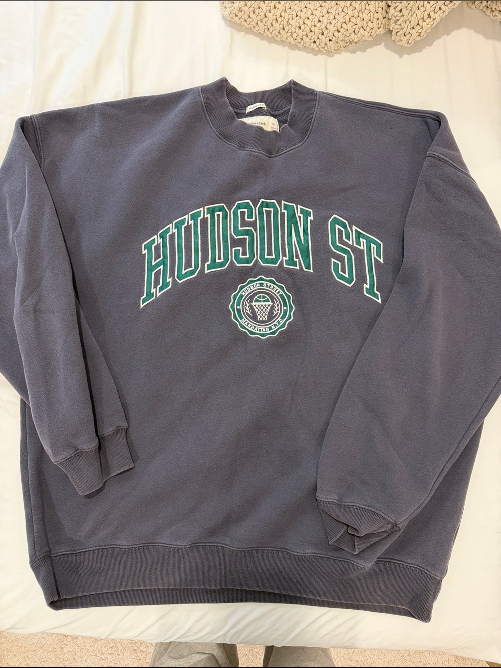 Abercrombie & Fitch Navy Crewneck with Green Lettering